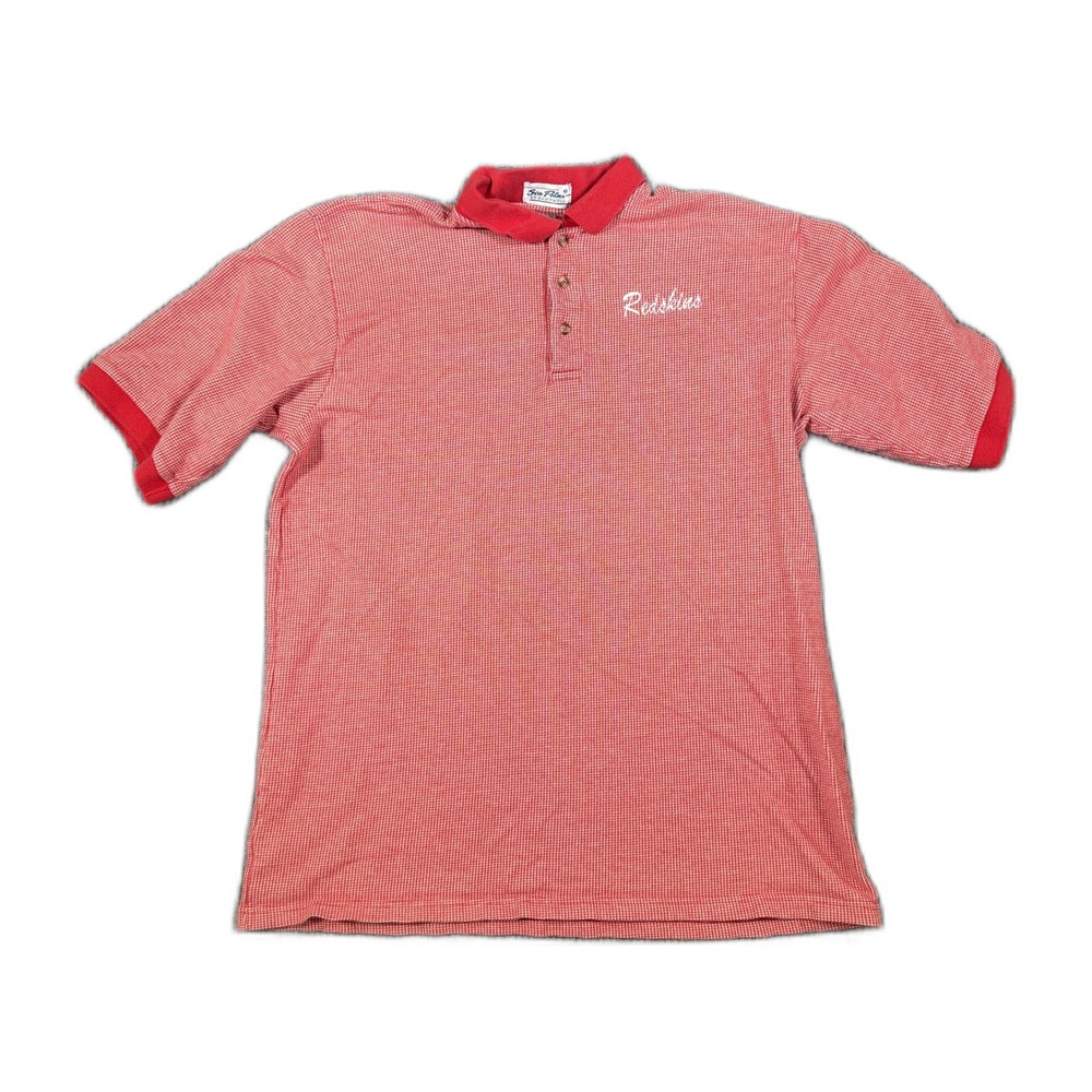Vintage Sea Palms Hartwell Redskins Embroidered Polo Shirt Red Houndstooth XL
